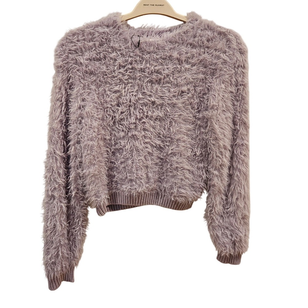 Zara Kids Girls Shaggy‎ Faux Fur Cropped Sweater Lilac Purple Size 11-12 Large